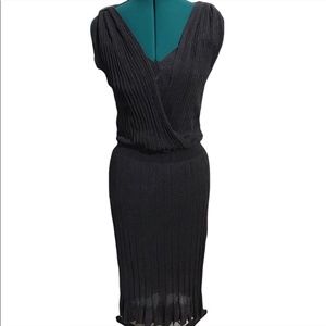 Hugo Boss Gray Pleated Sleeveless Sweater Dress Made in Italy XS-Small Like New